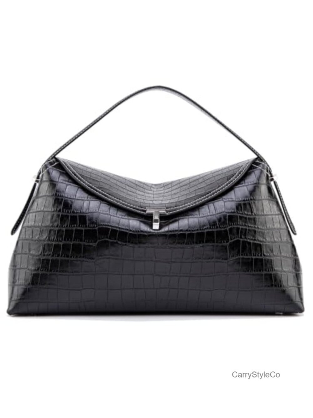 Microfiber Leather Crossbody Bag T Lock Large Top Handle Handbag